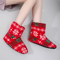 Womens Slippers Winter Floor Shoes Indoor Home Christmas Elk Fur Plush Anti Skid Non Slip soft deer Warm Female Boots