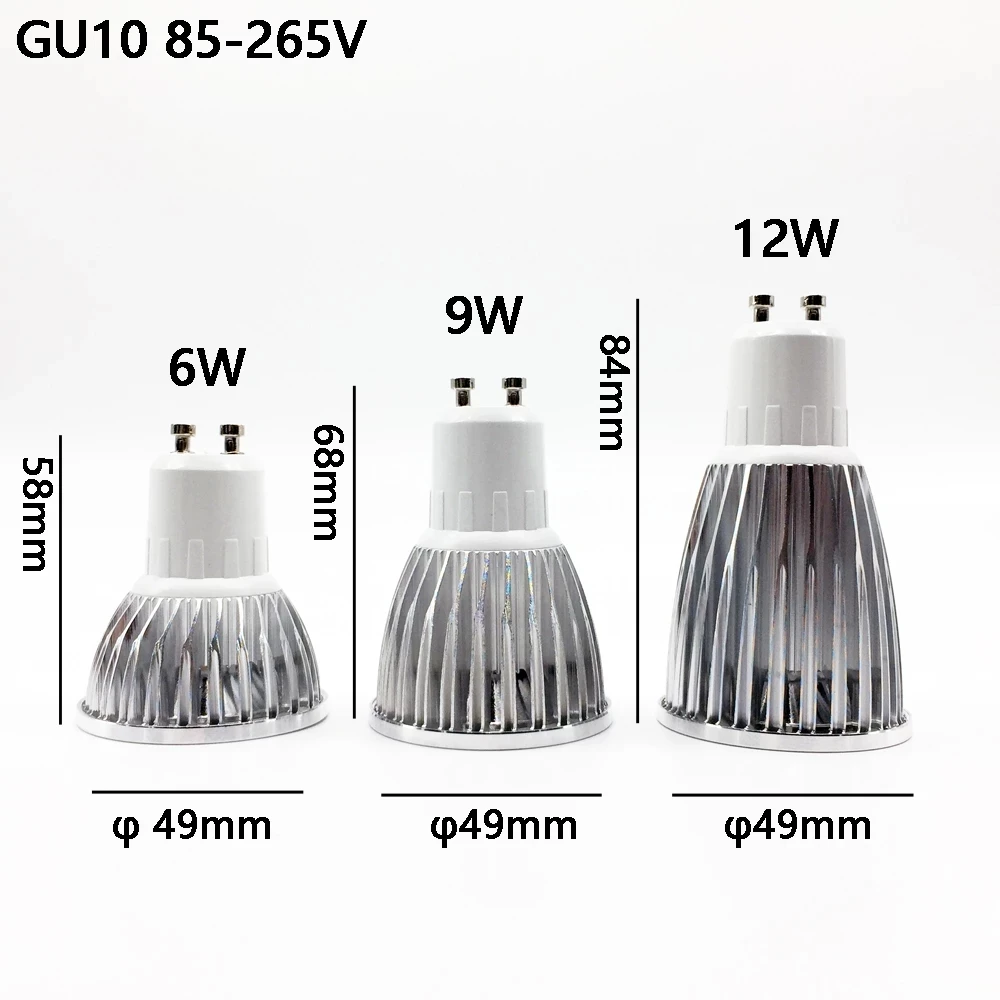 Super Bright LED Spotlight Bulb GU10Light Dimmable Led 110V 220V AC 6W 9W 12W LED GU5.3 GU10 COB LED lamp light GU 10 led GU5.3