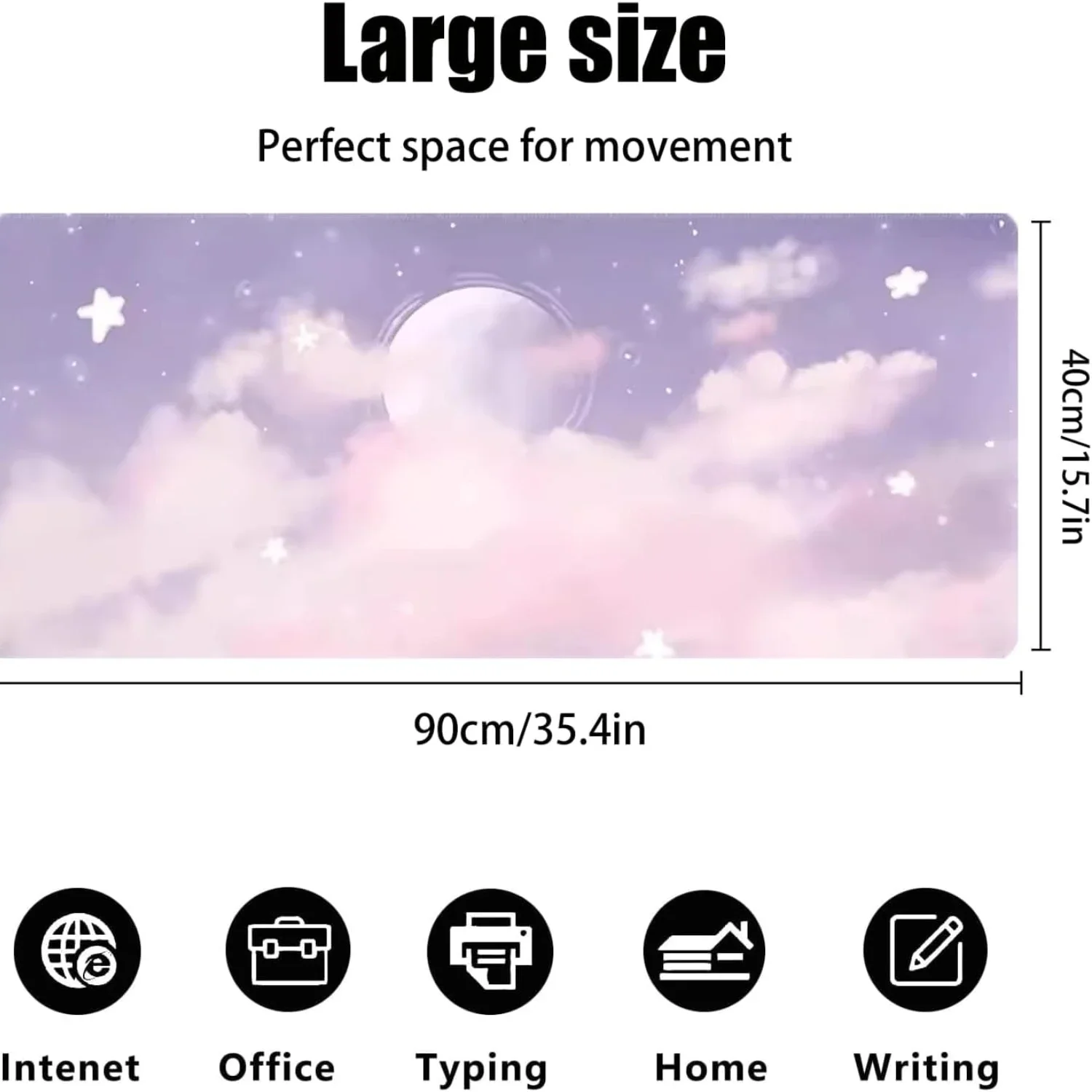 Purple  Mouse Pad Clouds Landscape Large Computer Mat Deskpad Non-Slip Rubber Bottom Laptop Keyboard Mat Office Desktop Pad