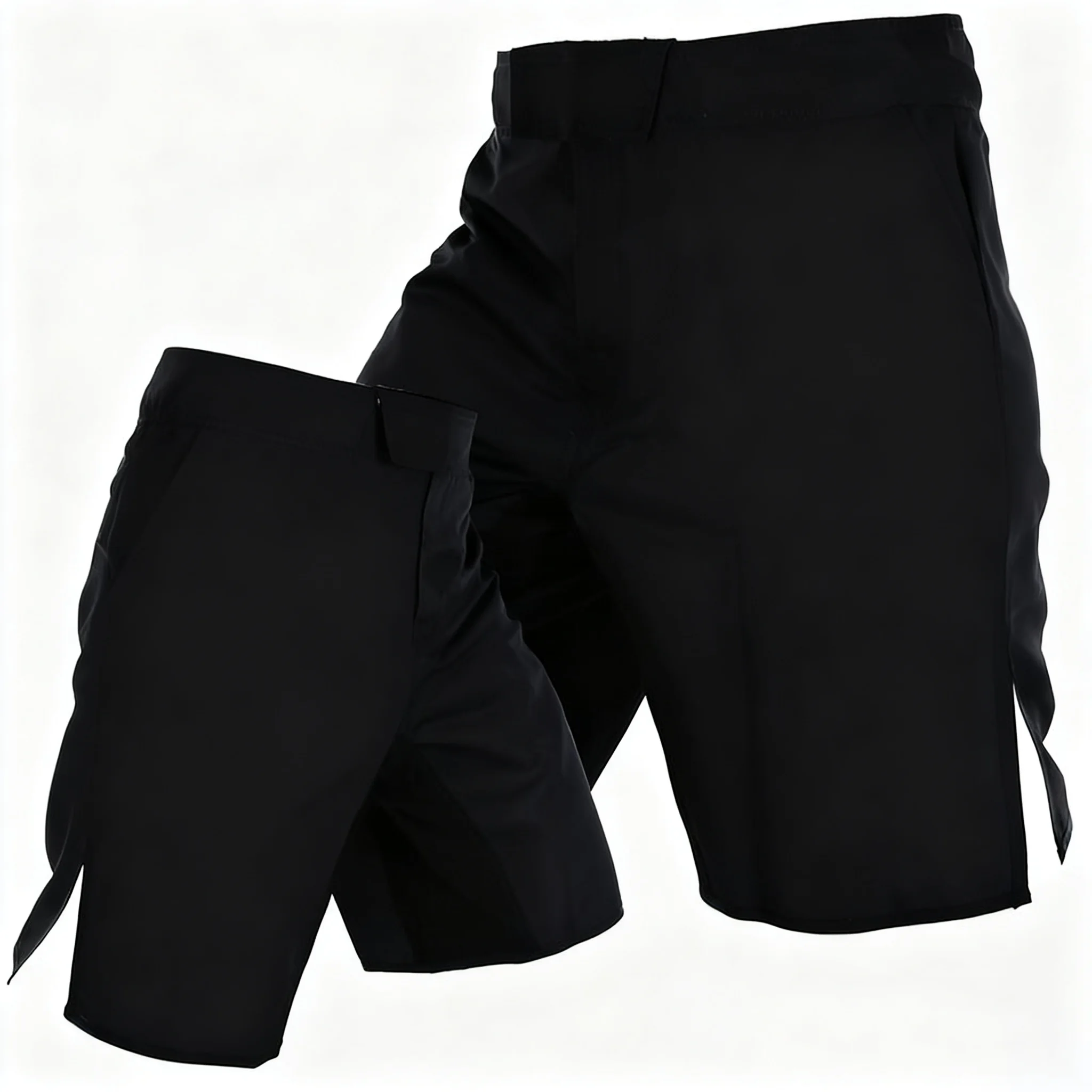 MMA Shorts Plain Wrestling Kickboxing Fight Shorts Men Women Solid Black Mixed Martial Arts BJJ Jiujitsu Boxing Grappling Pants