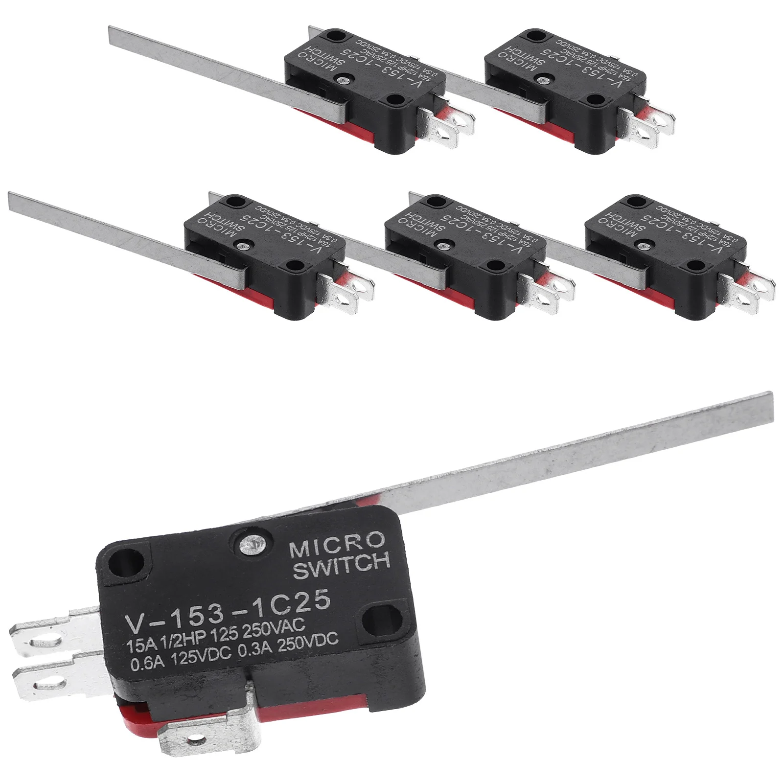 

6Pcs Micro Limit Switches Waterproof Momentary Push Button 2 Long Hinge Lever Electronic Equipment Types Durable