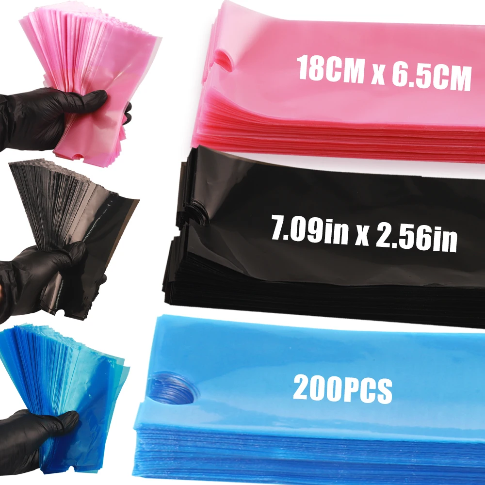 

200pcs Tattoo Machine Bags Big Size Tattoo Pen Clip Cord Sleeves Bags Black/Blue/Pink Tattoo Clean Covers Tattoo Accessories