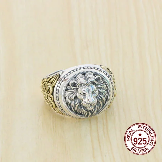 

S925 sterling silver ring retro wide edition domineering lion king Stylish and trendy accessories with personality Gifts