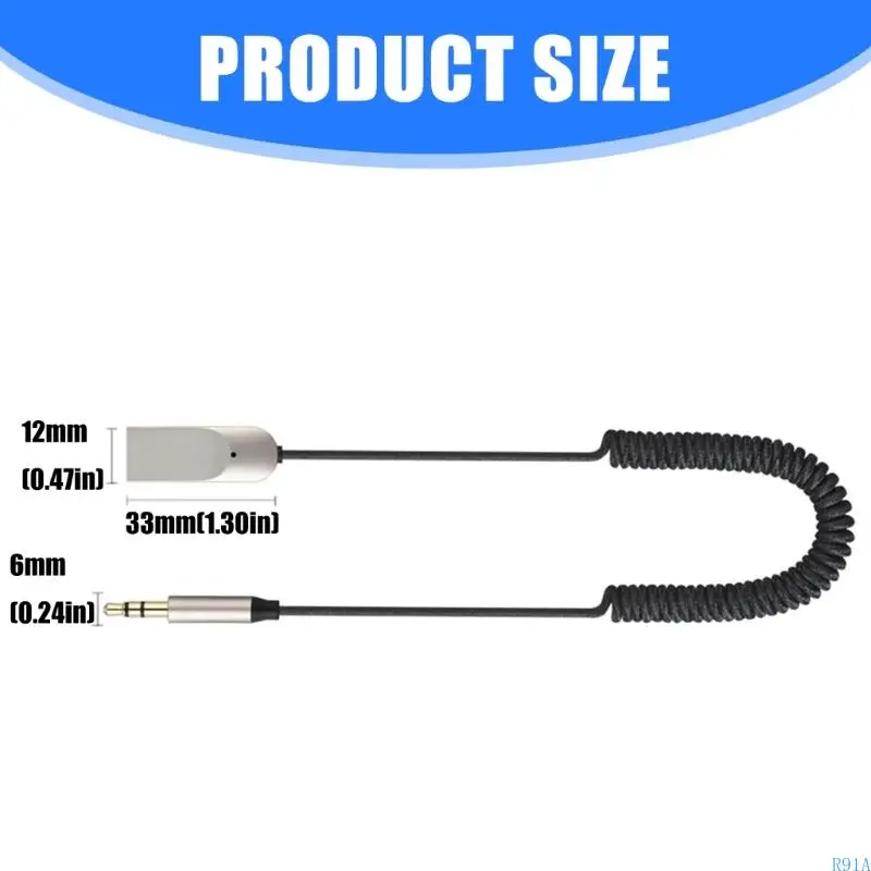 R91A USB sem fio a 3,5 mm Adaptadores carro Clear som Compatível com 5.4 Tecnologia e plugues Play Instalação para