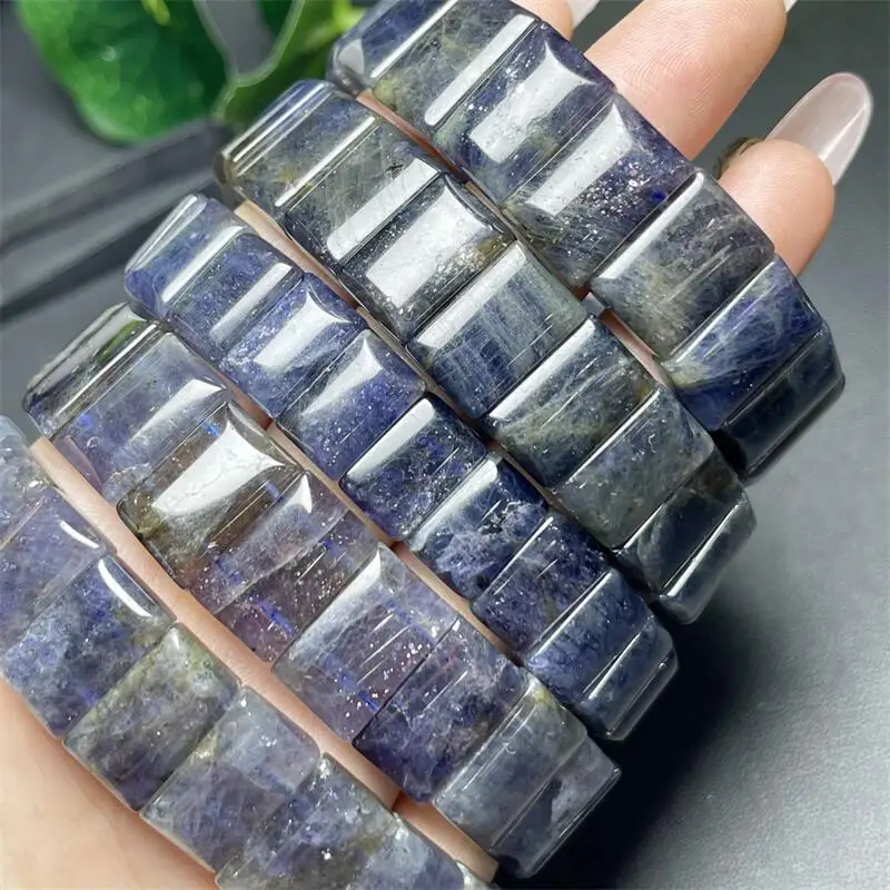Natural Iolite Quartz Bangle Women Fashion Crystal Healing Fengshui Yoga Jewelry Holiday Gift 1PCS 13X8/16X10MM