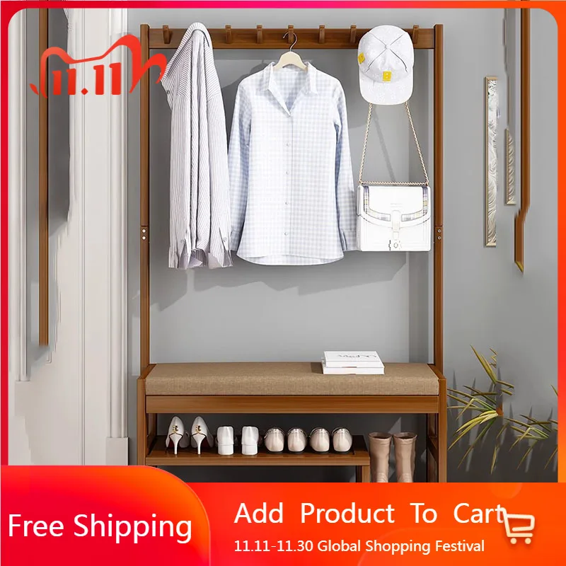 

Storage Standing Coat Racks Wooden Clothes Space Saving Dress Coat Racks Organizer Garment Arara De Roupa Hallway Furniture