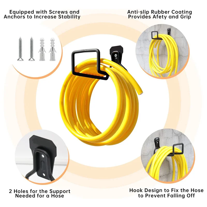 AT77 Garden Hose Holder Wall Mount, Duty Water Hose Hanger for Outside, Metal Hose Reels Hose Rack Hose Hook for Garden Hose