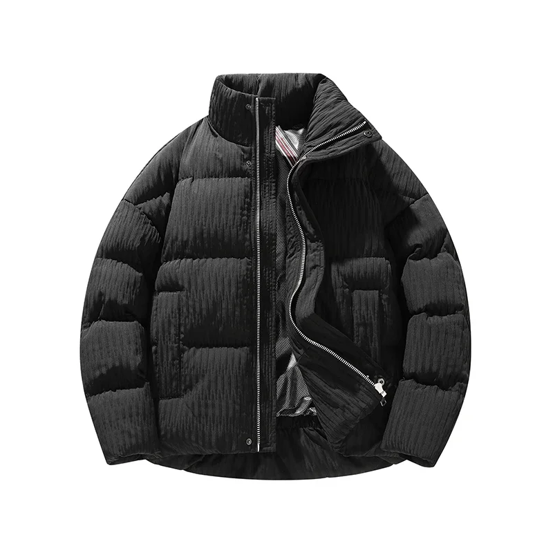 

Gorasion Striped Stand Cotton Coat Men Women Same Style Graphene Shoulder Strap Cotton Coat High Quality Loose Casual Bread Coat