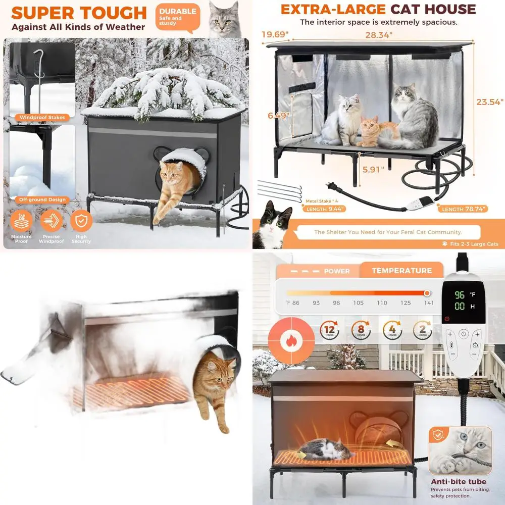 

Large Insulated Outdoor Cat Shelter with Adjustable Temperature and Dual Doors, Grey