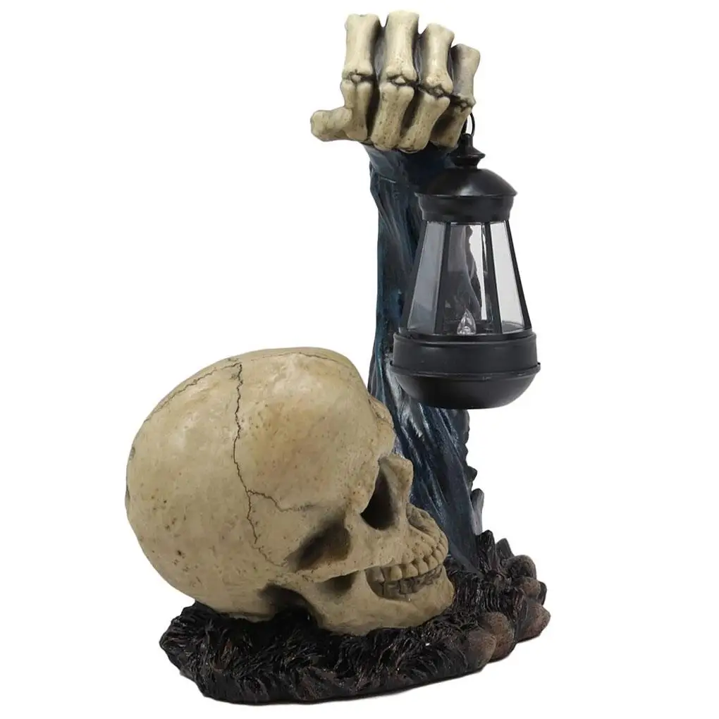 Zumbi segurando lanterna para o Halloween, Decoração de horror, Luzes LED assustadoras, Luz de estatueta ao ar livre, 1pc