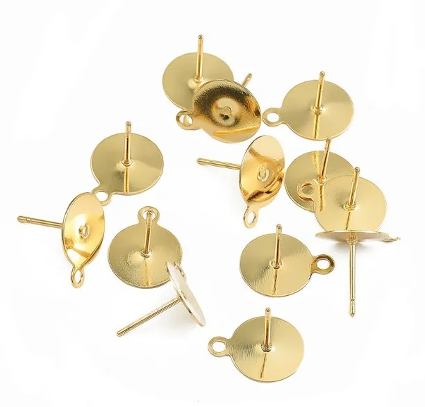 5pair 14K Gold Plated round  Flat bottom  Earring Hooks Accessories Earrings Making Findings DIY Craft