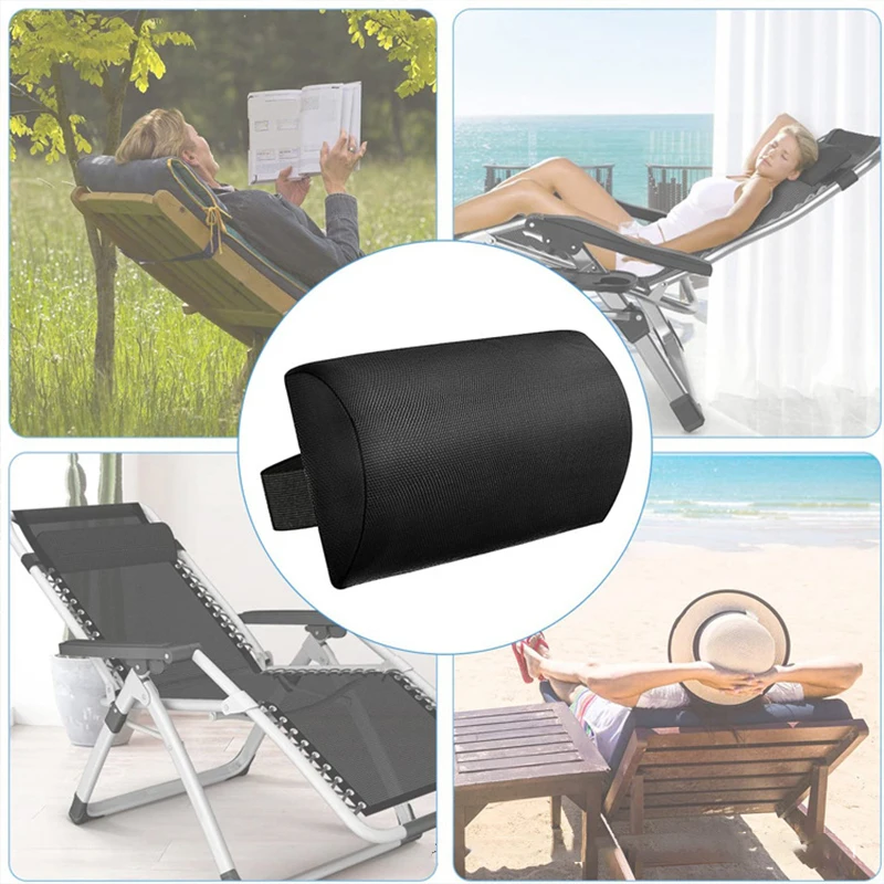 Recliner Headrest Beach Folding Chairs Teslin Pad Pillow Garden Backyard Picnic Lounge Chair Head Backrest Cushion Adjustable