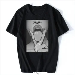 Graphic Tops Streetwear Tees Punk Tongue Nasty Sexy Tumblr Tshirt Unisex Babe Hentai T Shirt  Trend Tops Popular Gothic Shirt