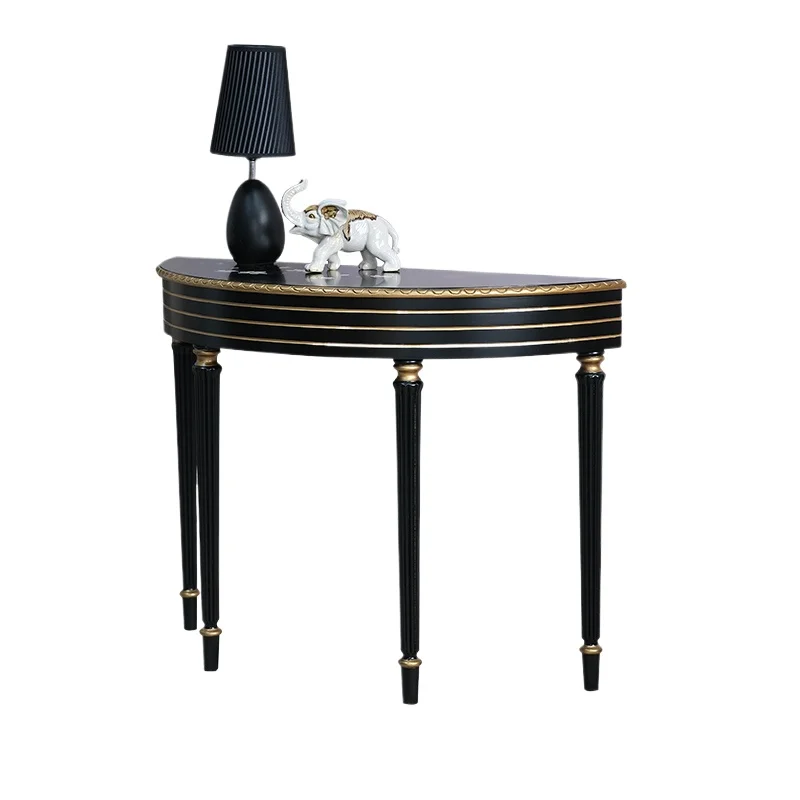 

American entrance entrance foyer cabinet solid wood semi-round wall end view table decorative strip case French table