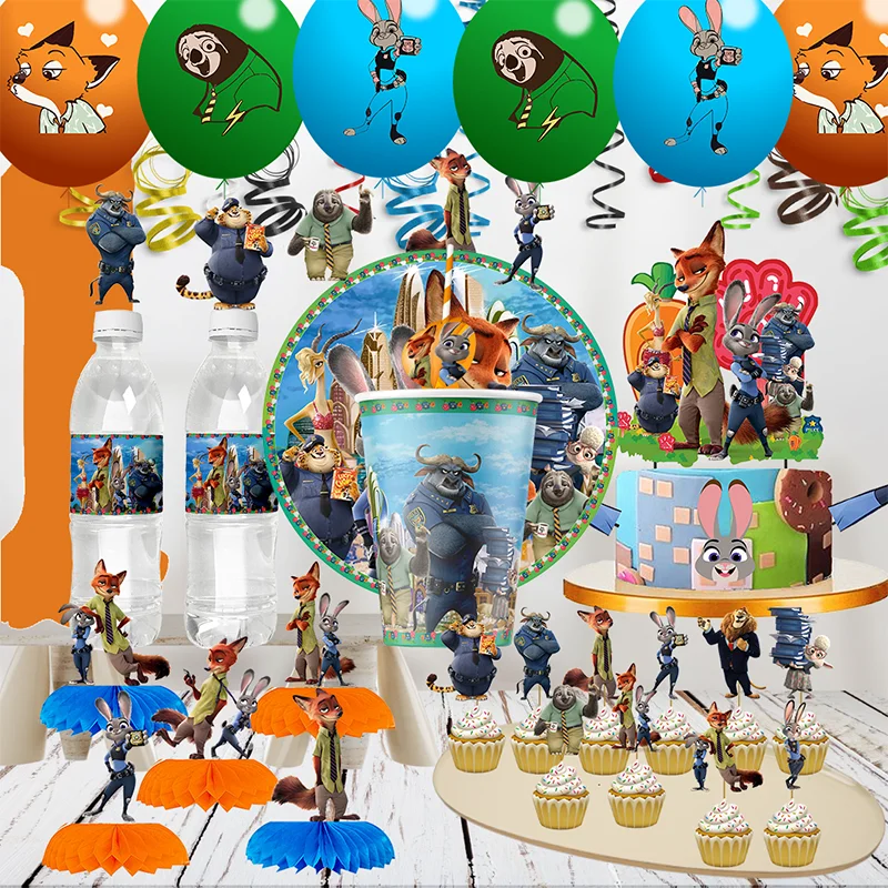 disney  Zootopia  Judy the Rabbit and Nick Fox Birthday Party Disposable  Decorationdecoration baby shower children's supplies