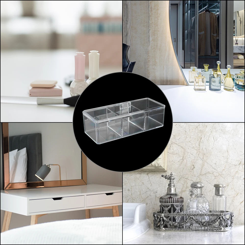 With Lid Acrylic Material Cotton Swab Organizer Cotton Pad Container Cosmetic Storage Box Makeup Holder Dustproof