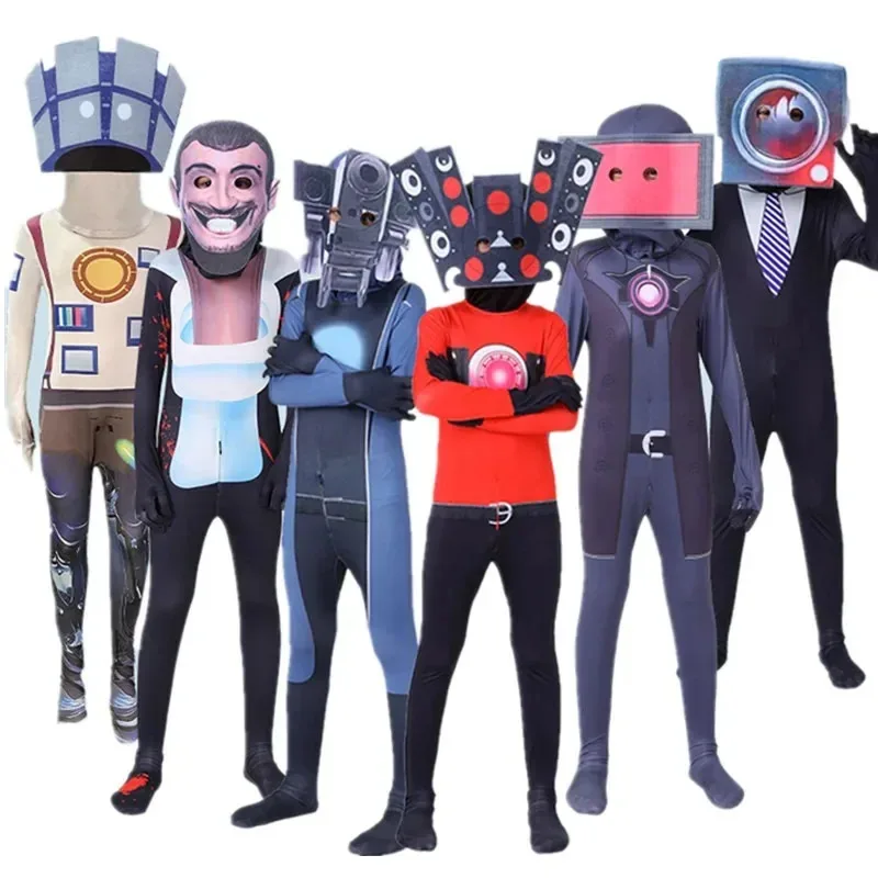 

S-skibidi toilet cosplay costume game speaker Man TV man camderman costumes jumpsuit bodysuit mask Halloween for Kids Adult