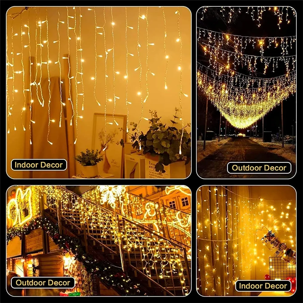 LED Solar Icicle String Lights 3.5M Waterproof Fairy Garland For Wedding Party Home Garden Decor LED Outdoor String Lights