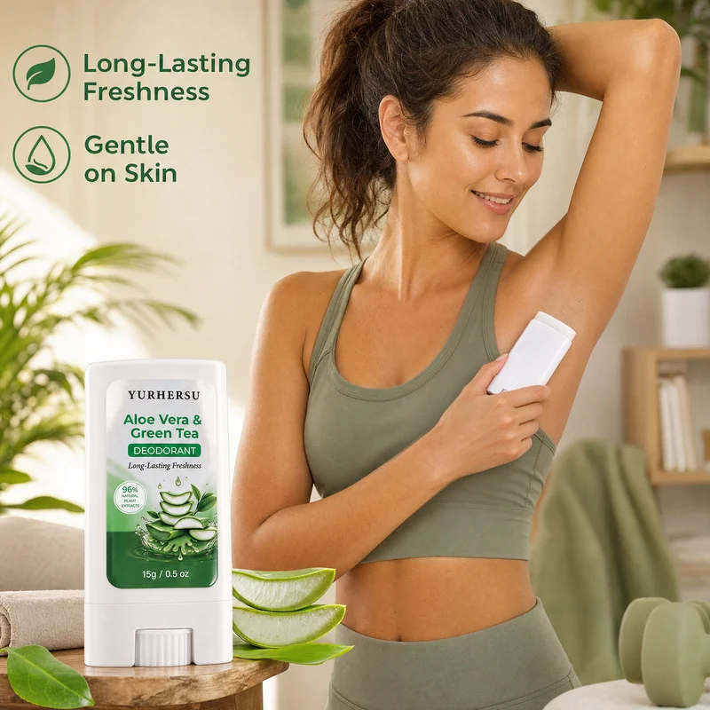 Aloe Vera Green Tea Deodorant Stick 15g Natural Long Lasting Freshness Gentle for Sensitive Skin