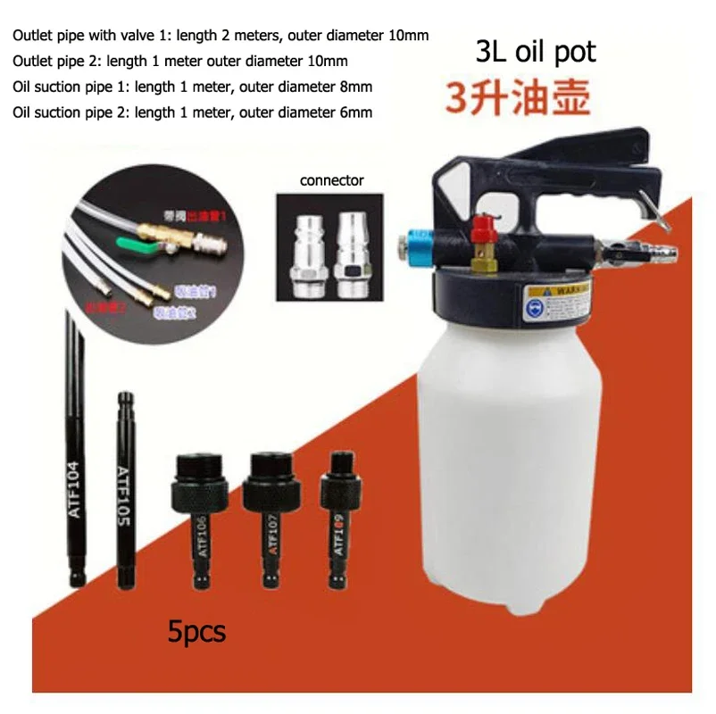 3L/6L/10L Manual Transmission Oil Filling System Hand Pump OR Pneumatic Automatic Gearbox Oil Fluid Pump Tool with Adapters