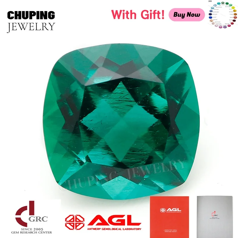 

Lab Zambian Cushion Cut Hydrothermal With AGL Certificate Loose Cultivate Zambian Emerald Gemstones 0.4-4ct For Jewelry Making