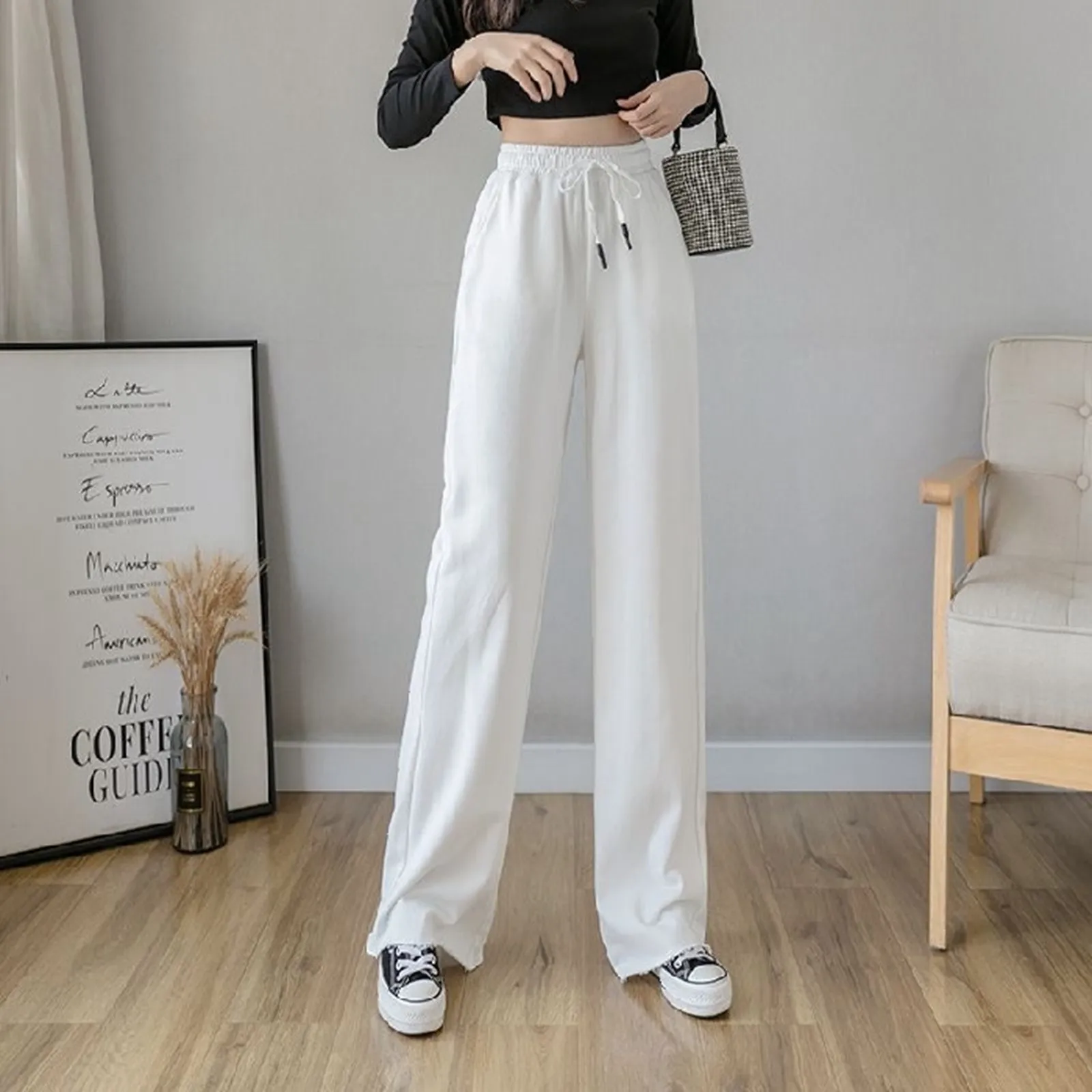 Sweatpants For Women 2024 Spring Summer New Solid Baggy Fashion Oversize Sports Pants Black Trousers Female Joggers Streetwear