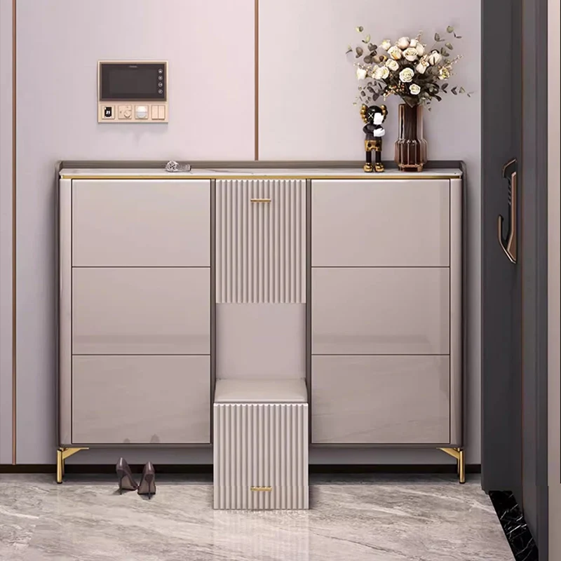 With Seat Hallway Shoe Cabinet Bench Storage Space Saving Nordic Shoe Shelf Modern Ultra Thin Archivadores Entrance Furniture