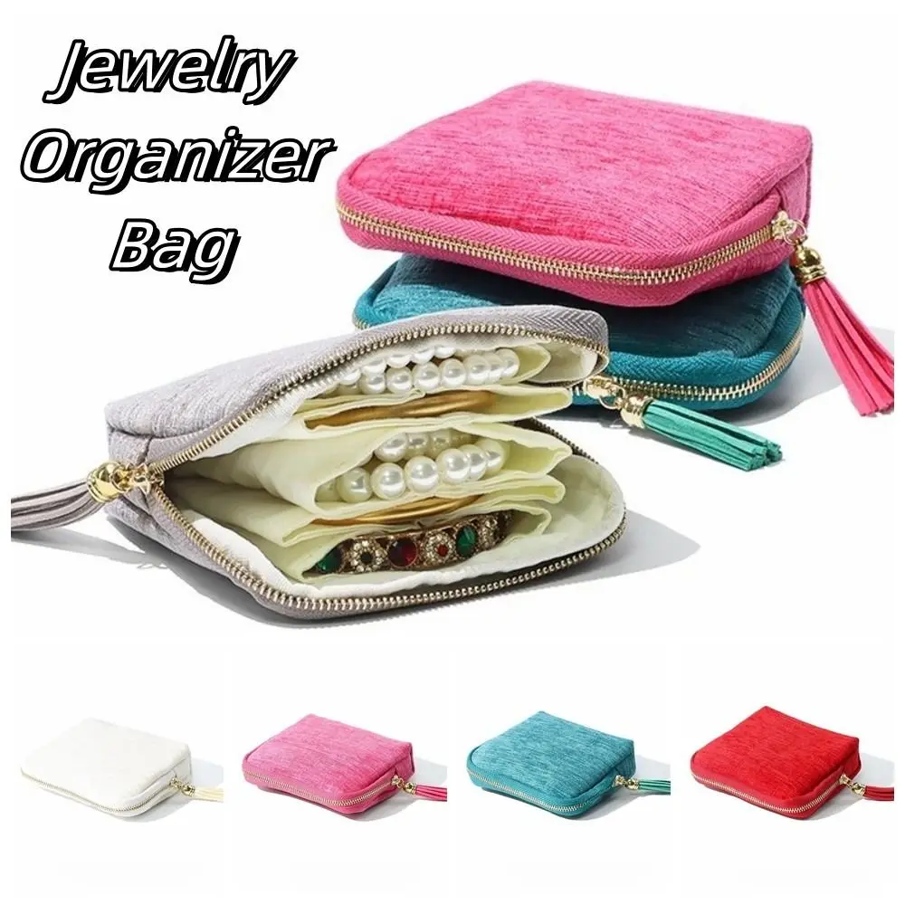 

Cosmetic Bag Five-Layer Jewelry Packing Bag Velvet Tassel Jewelry Storage Bag Organizer Large Capacity Jewelry Holder Earrings