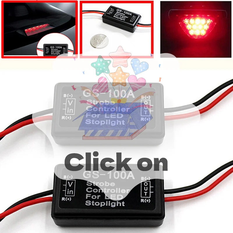 กล่องควบคุมไฟเบรก LED รุ่น GS-100A สำหรับรถยนต์ พร้อมไฟแฟลชแบบ Strobe