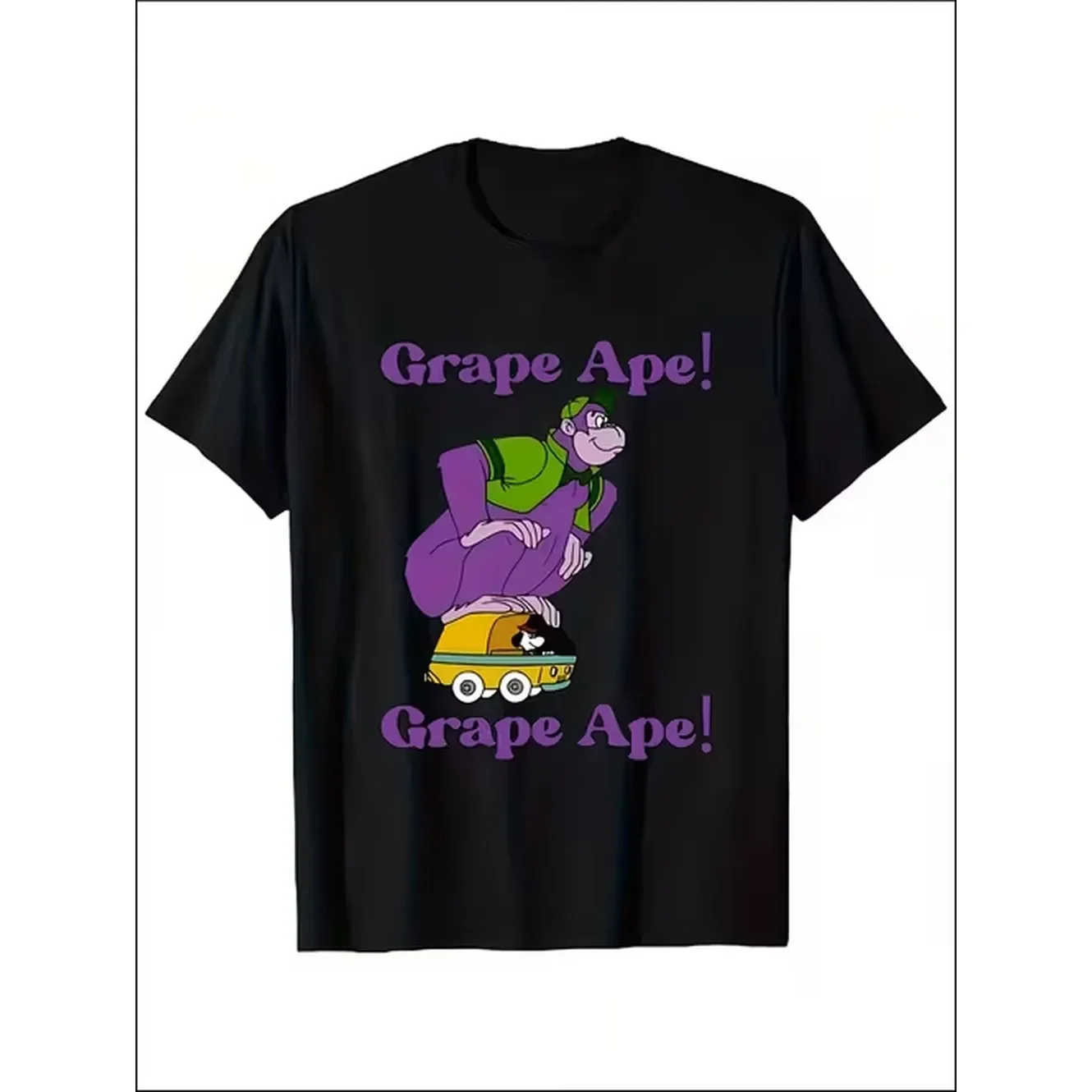 Men T Shirt Standing On Car With Purple And Green Colors Fun And Design Printed On Front Text Pure Cotton Soft Comfortable