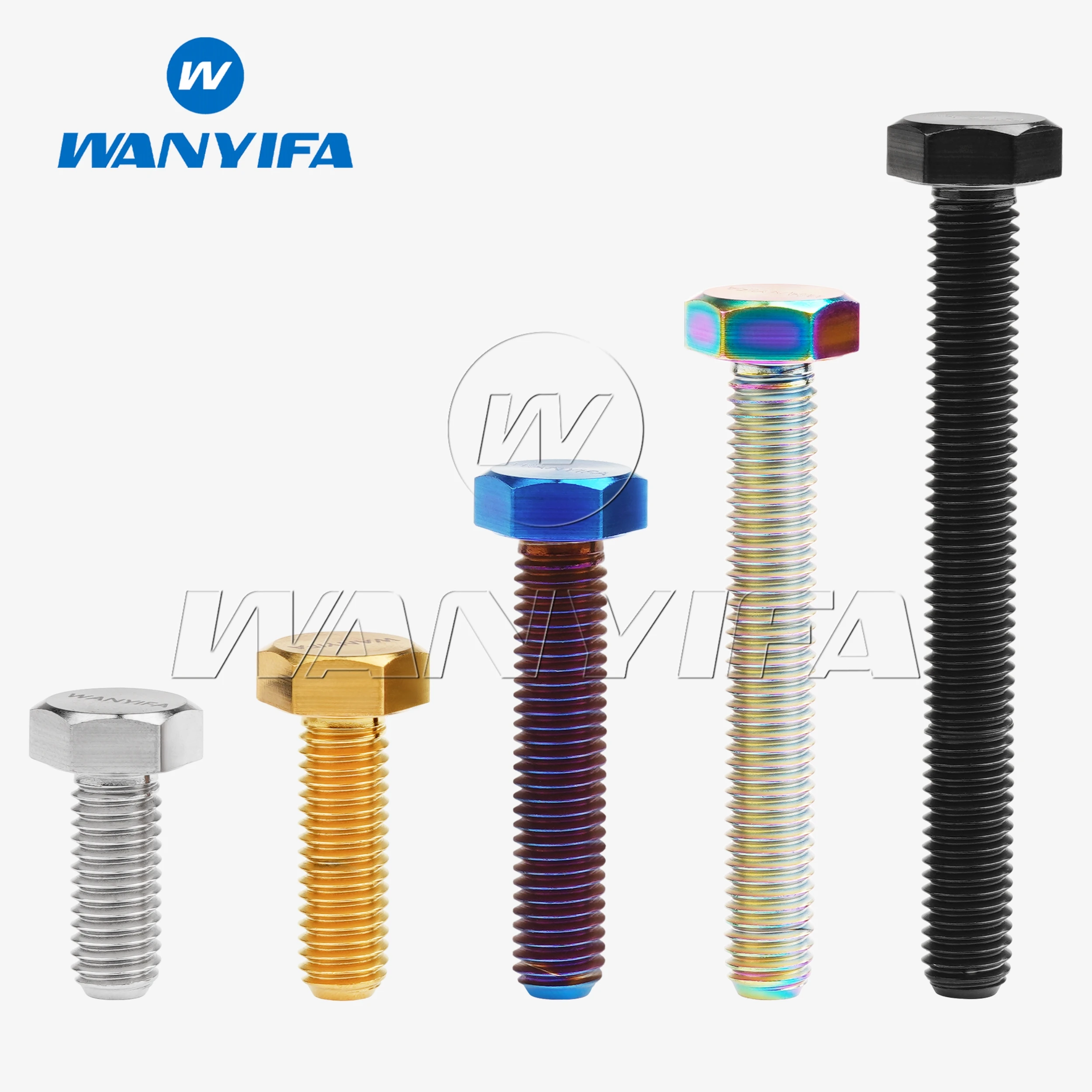 

Wanyifa GR5 Titanium Bolt M6/M8x10-80mm DIN933 External Hex Flat Head Full Thread Screw for motorcycle