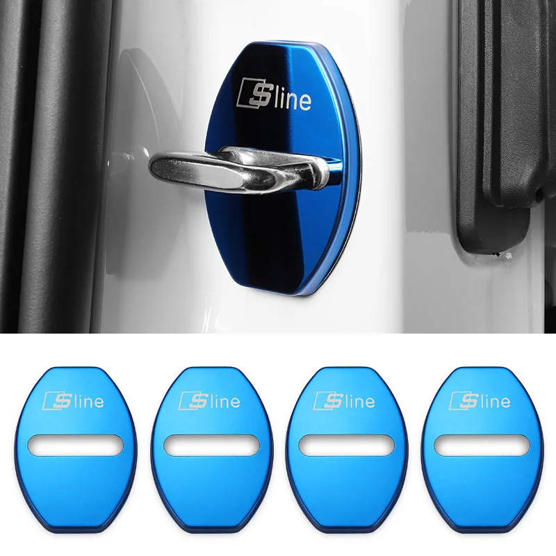 4pcs Car Door Lock Cover Badge Sticker for Audi A3 A4 B8 8P B9 8V B6 A5 B7 A1 A6 C6 Q3 Q5 C7 I8 kuga Auto Decoration Accessories image 5