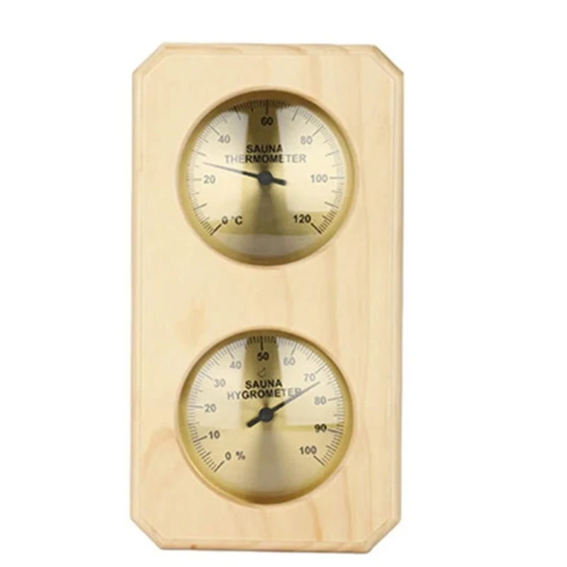 

Sauna Thermometer 2 In 1 Wooden Sauna Hygrothermograph Indoor Celsius Thermometer & Hygrometer For Hotel Or Sauna Room Durable