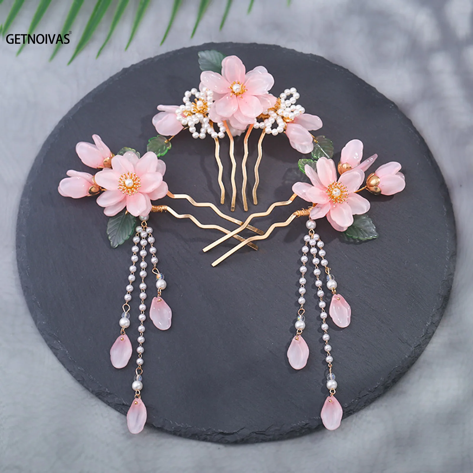 Vintage Wedding Hairpin Hair Stick Sets For Women Long Tassel Pearl Floral Hair Clip Fairy Classic Hanfu Party Hair Accessories