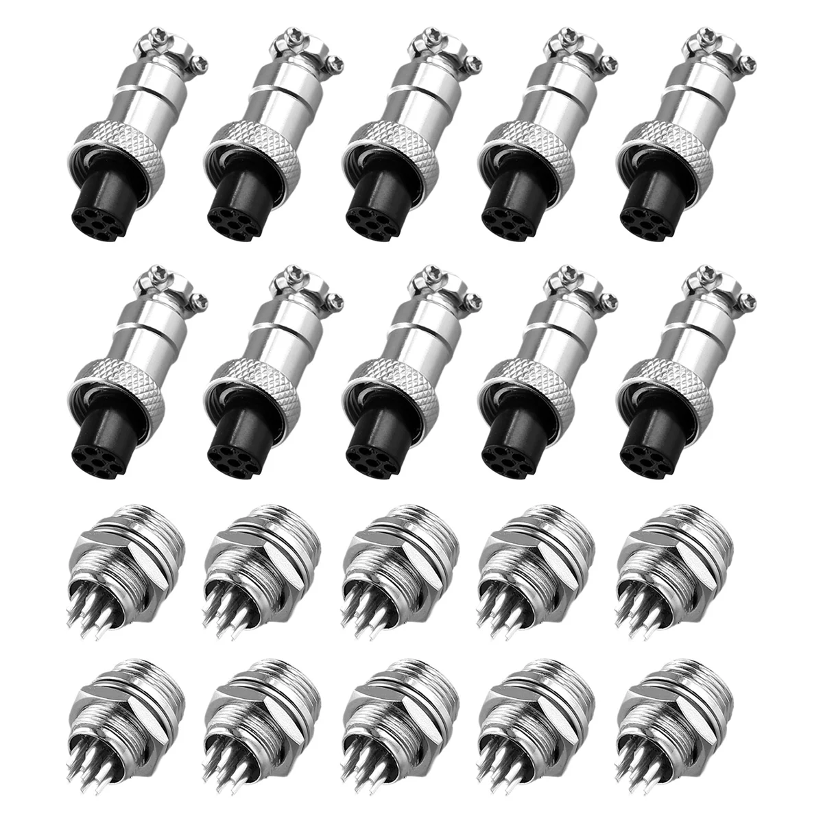 10set M12 7 Pin 12mm Aviation Connector Male + Female Circular Air Socket Plug Electrical Wire Panel Connector