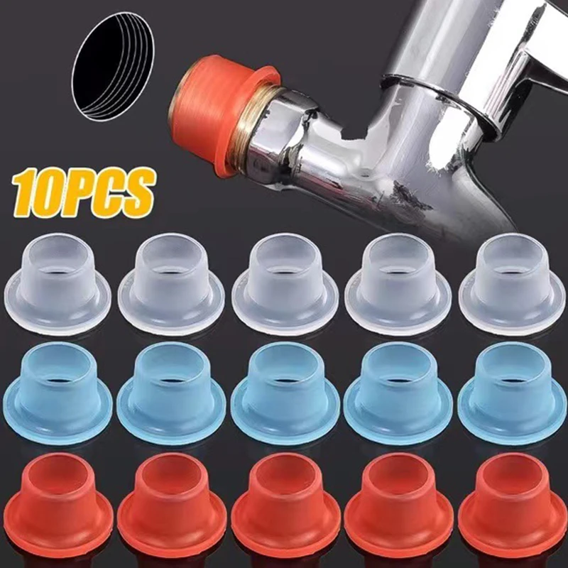 10 Pcs Universal Faucet Leak-proof Sealing Gasket Silicone Pipe Faucet Plug Threaded Pipe Prevent Dripping Leakage Plug