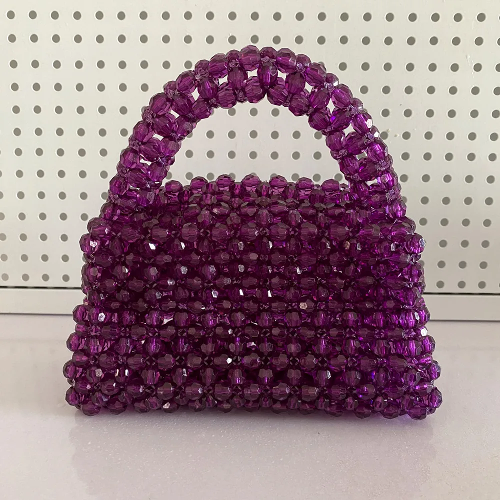 Handmade Bead Bag Hand-Woven Celebrity Beading Handbags Designer Beaded Ladies Party Bag Top-handle Phone Purses and Handbags