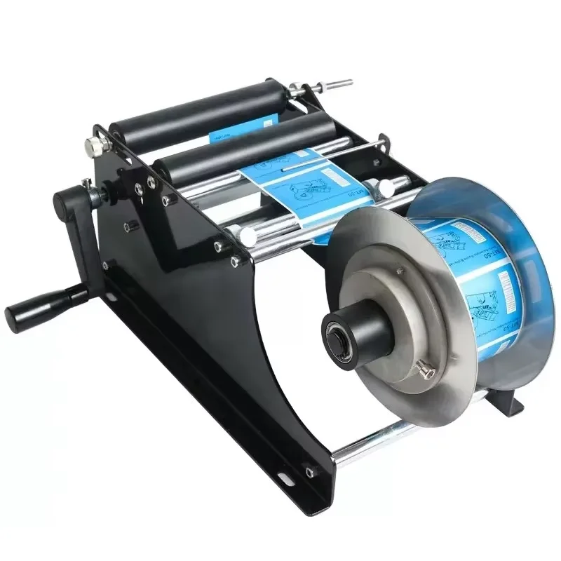 Manual Round Bottle Labeling Machine Hand Crank Cylindrical Jar Can Tube Label Applicator with Handle Simple Labeling Tool