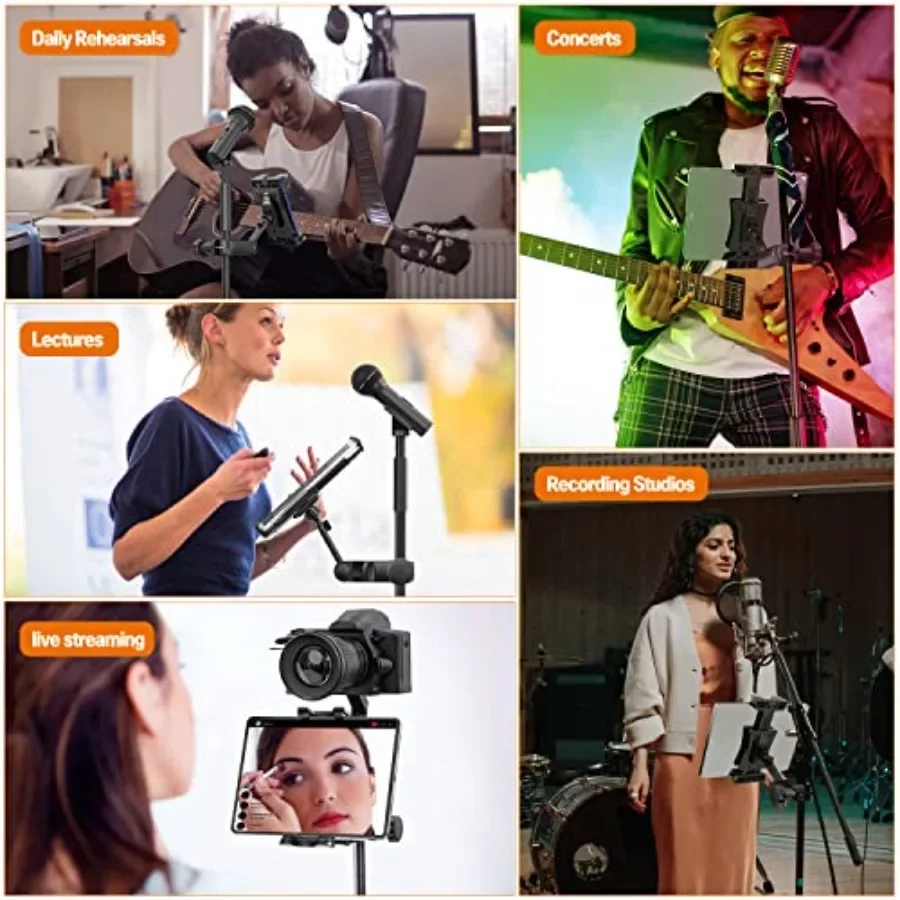 マイクスタンド用タブレットホルダー マイクミュージックスタンド iPad用タブレットホルダー タブレットマイクスタンドマウント シートミュージック用