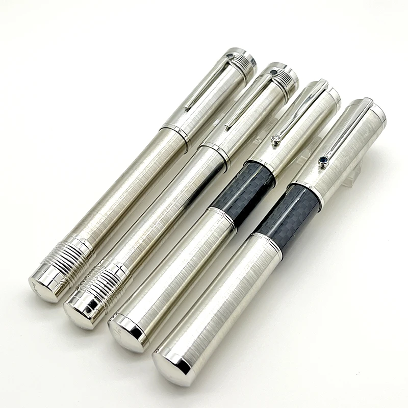 

Luxury Carbon Fiber Silvery Mahatma MB Fountain Pens Limited Edition Rollerball Writing Gift Stationery With Serial Number