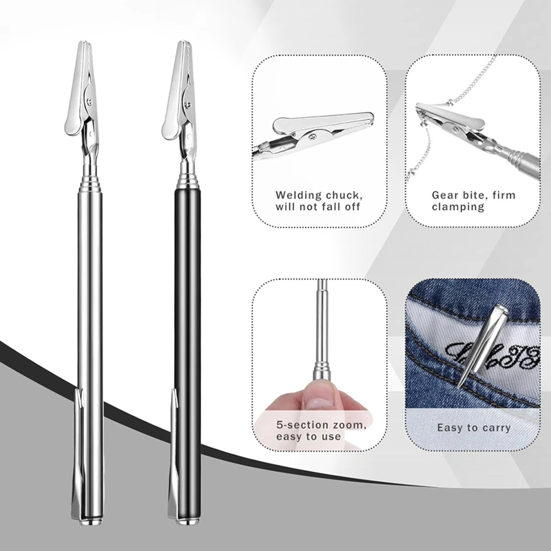 AT63-4Pieces 텔레스코픽 악어 클립 개폐식, 텔레스코픽 금속 와이어 조인트 클립 보석 고정용 개폐식 클립