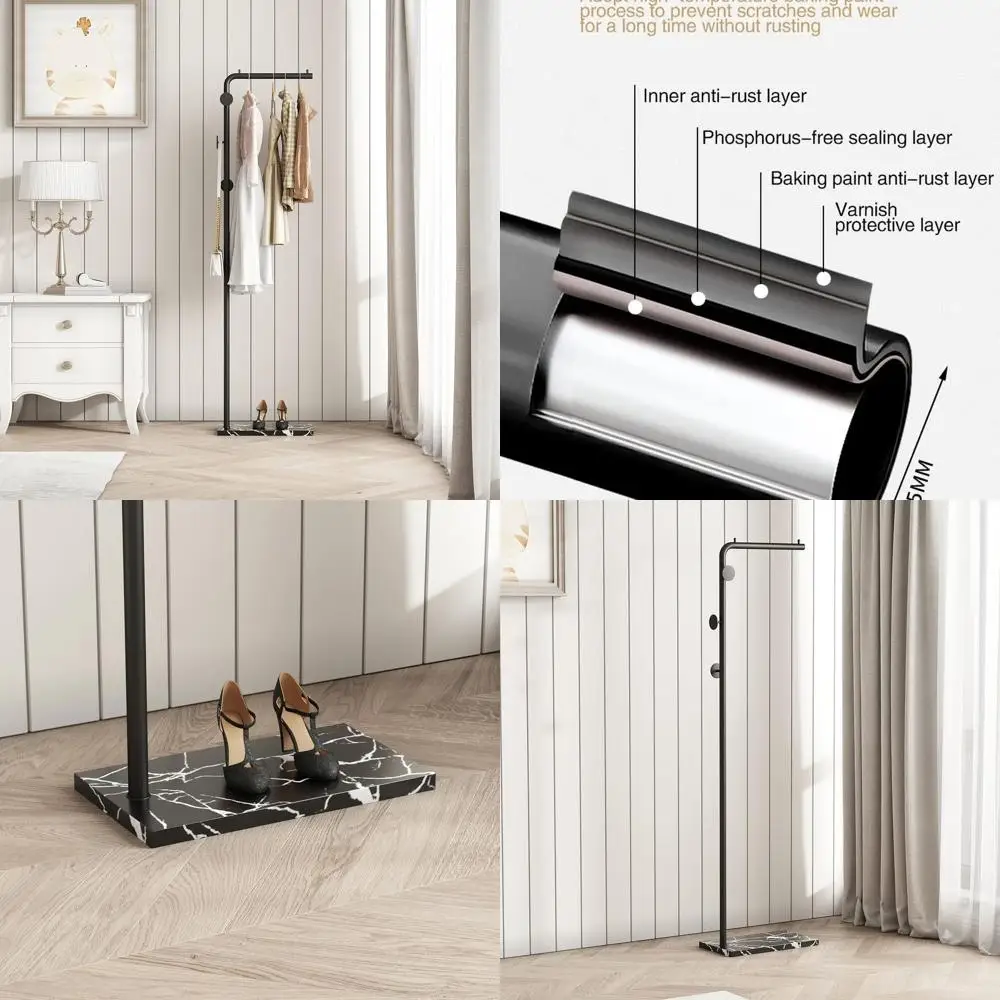 

Стабильная мраморная основа, металлическая вешалка на дереве с высококачественными крючками, простая сборка для шляп и многого другого