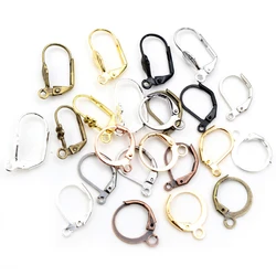 20-50pcs Fashion Bronze Rhodium Gold Silver Plated French Earring Hooks Wire Settings DIY Jewelry Making Findings Accessories