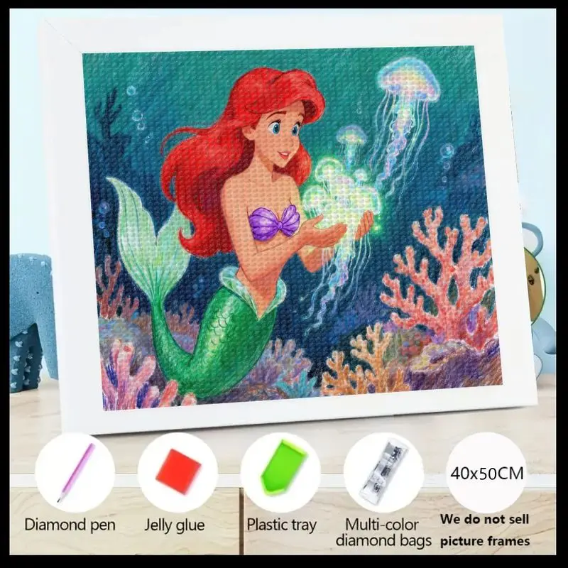 

1 шт., набор для алмазной живописи принцессы Ариэль 5D, полная дрель, мультфильм под морем с медузой, сделай сам, кристалл Rhinesto