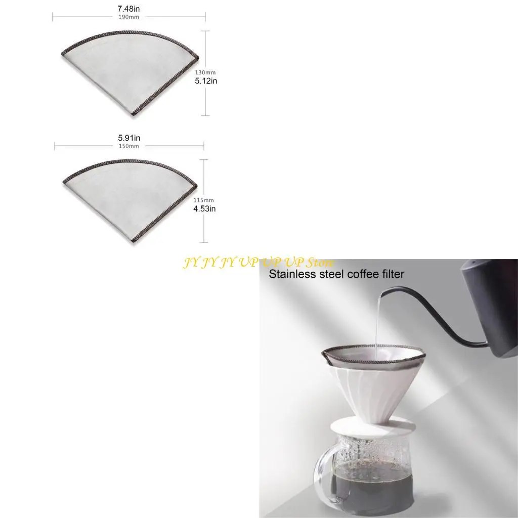 B2RF 2Pcs Stainless Steels Fine Meshes Coffee Filter Paperless Coffee Filter