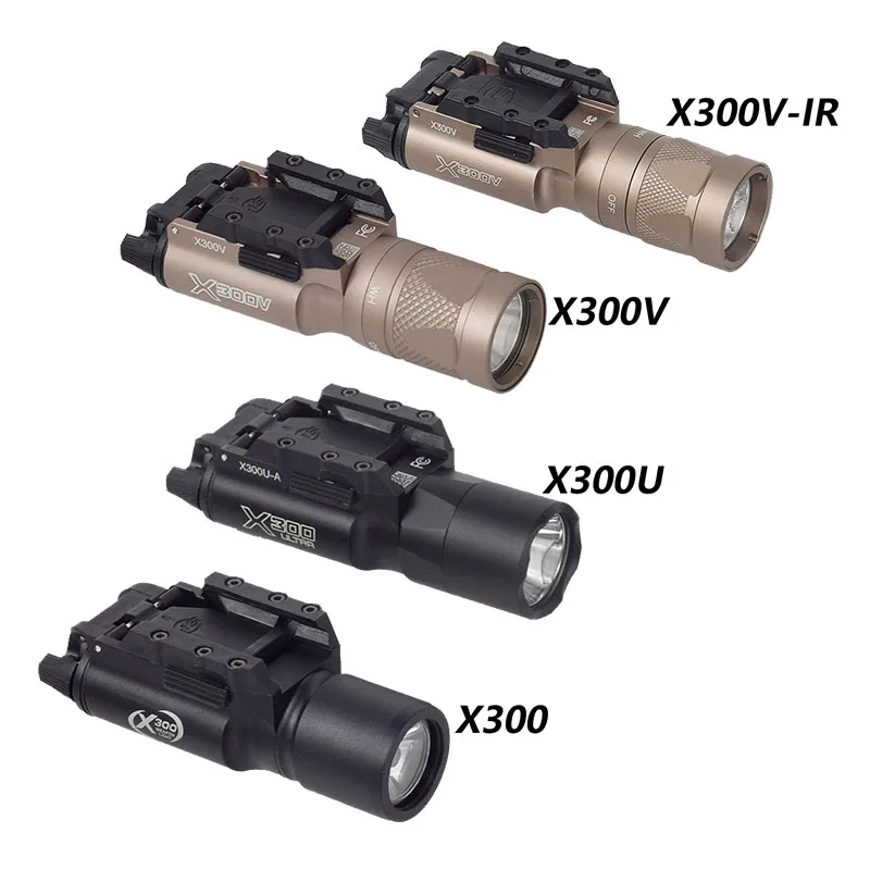 Linterna táctica Surefire X300 X400 X400U con mira láser Ultra roja y verde, luz LED para Rifle, explorador, montaje de rieles Picatinny Weaver