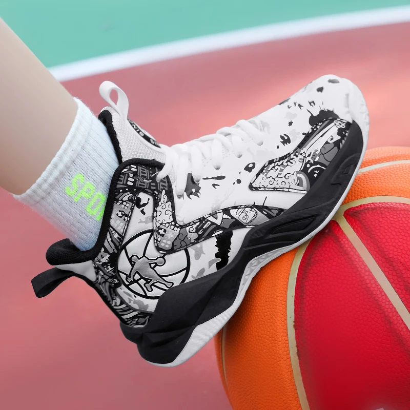 

Boys Brand Basketball Shoes for Kids Sneakers Thick Sole Non-slip Sports Shoes Comfortable Outdoor Child Boys Basket Trainers