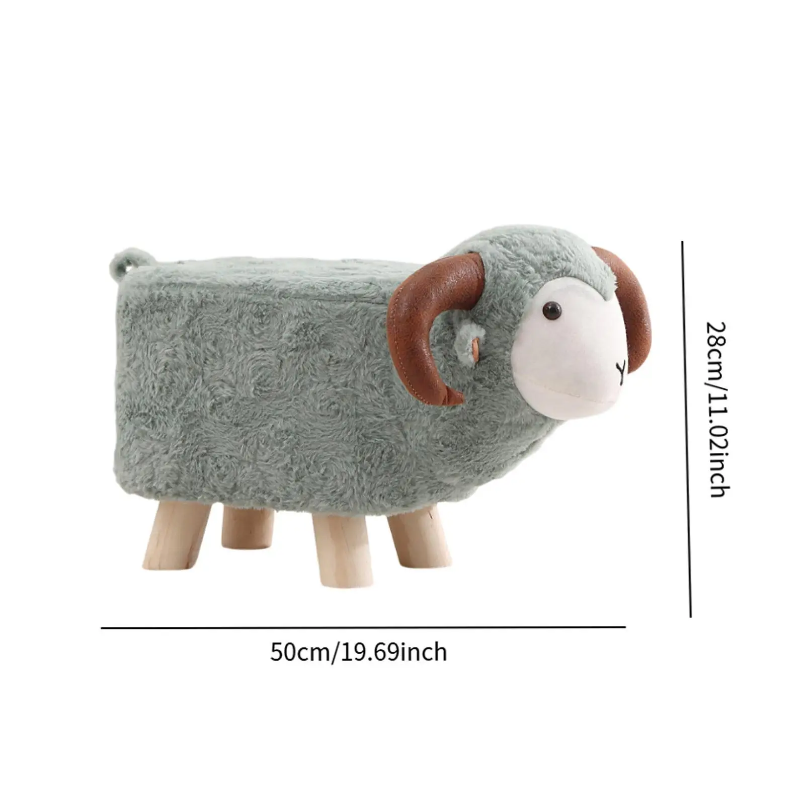 Animal Footstool with Wood Legs Soft Gift for Kids Cartoon Portable Home Decor for Playroom Outdoor Entryway Bedroom Indoor