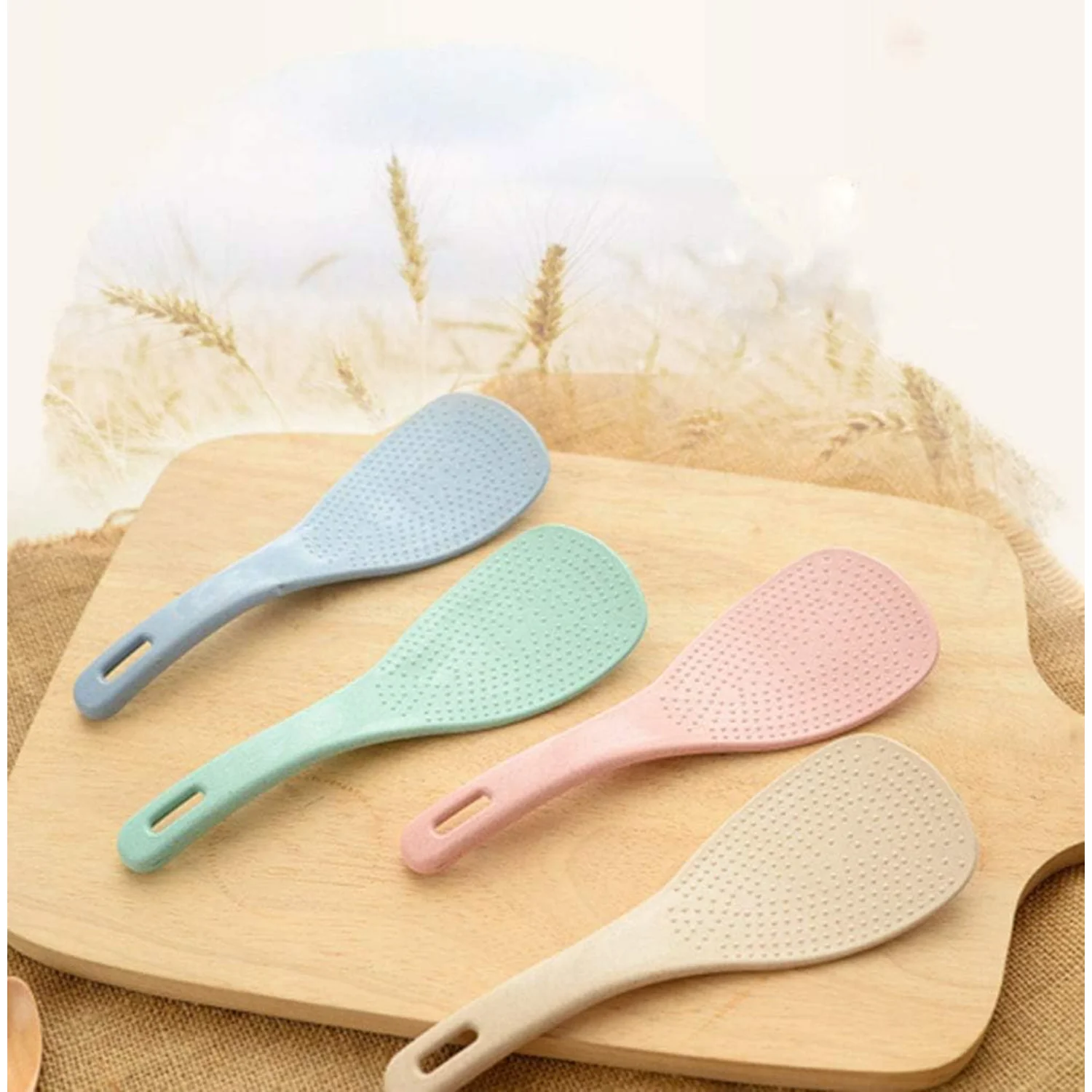 4 PCS  Kitchen Rice Scoop With Wheat Straw Rice Spoon Tableware  Rice Cooker Rice Shovel  Rice Cooker Rice Shovel