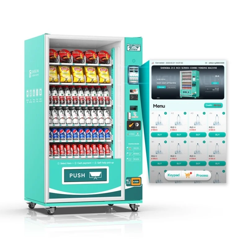 2025 24 Hours Convenience Store Commercial Combo Vending Machine Automatic Smart Food Drinks Vending Machine With Card Reader